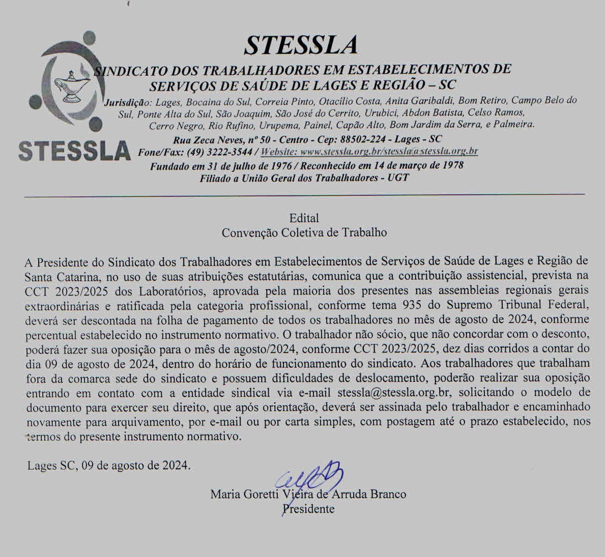 EDITAL CONVENÇÃO COLETIVA DE TRABALHO LABORATÓRIOS
