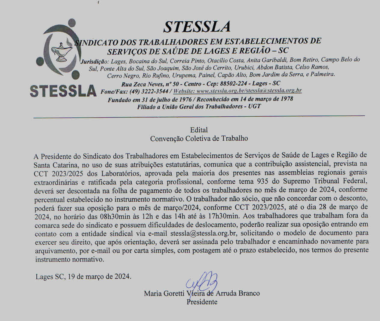 Edital Convenção Coletiva de Trabalho Laboratórios
