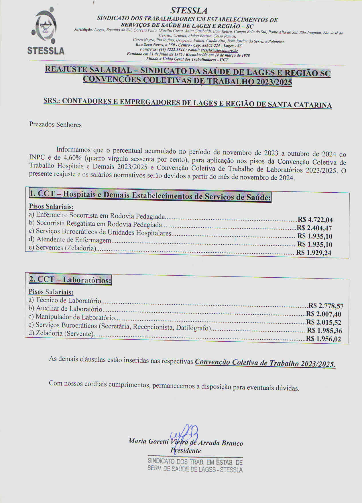 Reajuste Salarial Novembro 2024